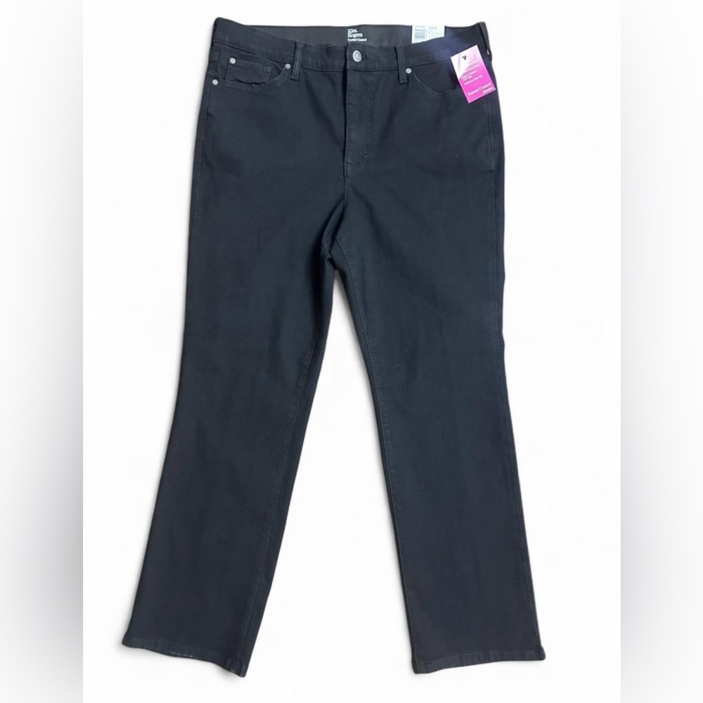 NEW WITH TAGS Kim Rogers Tummy Control Jeans Size 16 Short Black Denim Straight